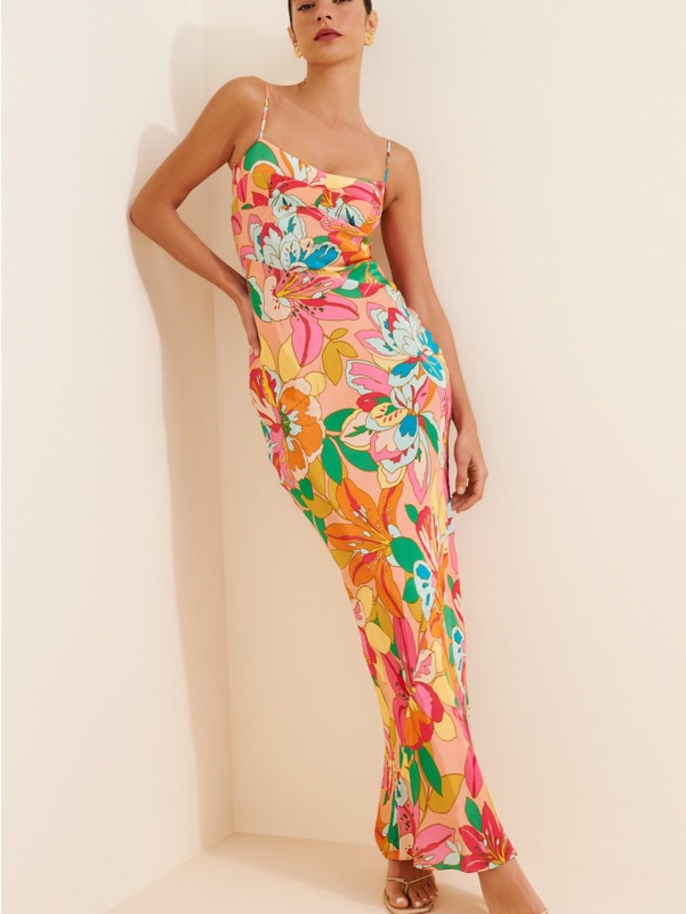 Amanda Uprichard Pink Multi Floral Slip Maxi Dress